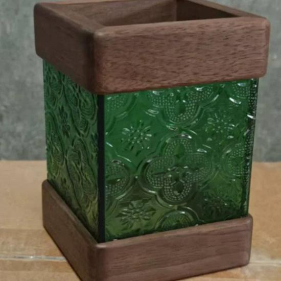 In Stock Wooden Kung Fu Pen Holder - Chinese Style Tea Caddy, Knife Holder, Makeup Brush & Office Desk Organizer