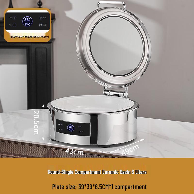 ZEYI CERAMICS 6L Smart Stainless Steel Food Warmer