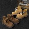 Fashion 2025 Autumn and Winter New High-rise Boots Soft Leather Soft Sole Retro Women's Short Boots Work Boots