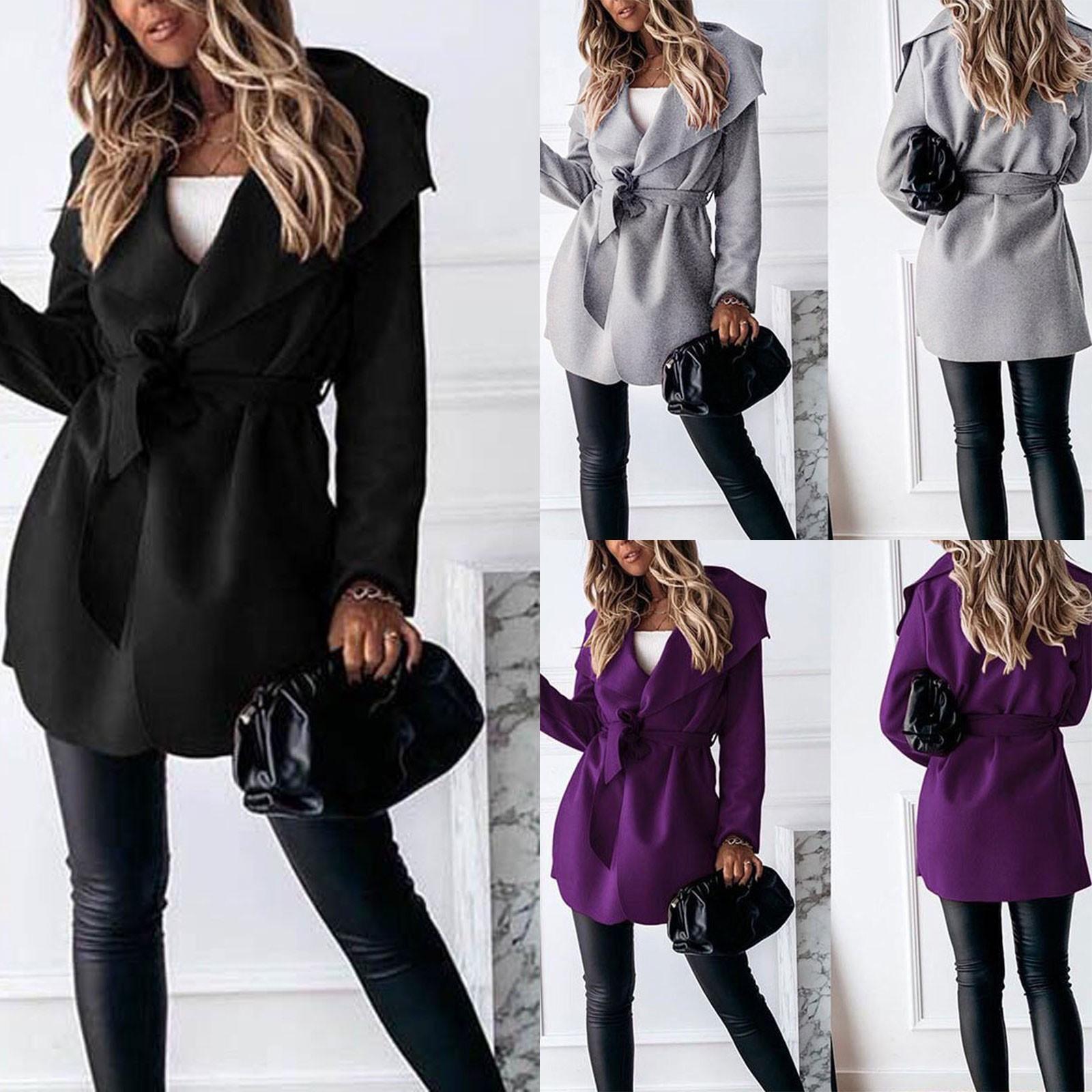 

Женские теплые зимние куртки, длинные однотонные шерстяные пальто, кардиган, верхняя одежда