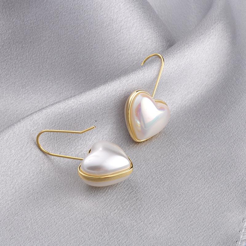 Cute Heart Earrings, Pearl Drop Earrings, INS Style, Simple Earrings, Dainty Fashion Jewelry