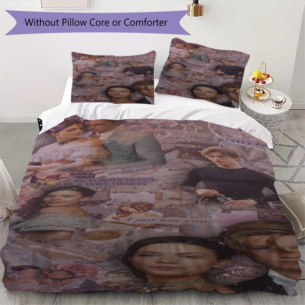 Maxton Hall Pattern Bedding,Quilt Set Quilt Cover Pillowcase Home Birthday Gift(1 * Duvet Cover + 2 * Pillowcase, Without Core)_lx
