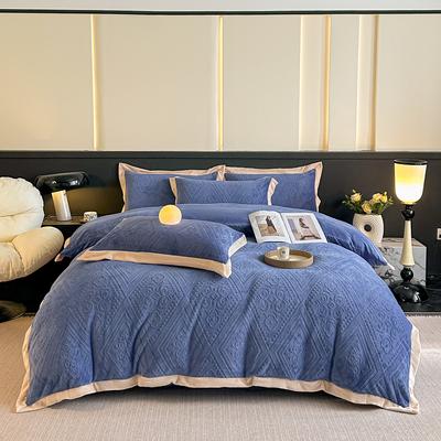 Maternal And Infant Thickened Milk Fleece Four-Piece Set Three-Dimensional 5D Carved Fleece Bed Sheet Quilt Cover Bedding