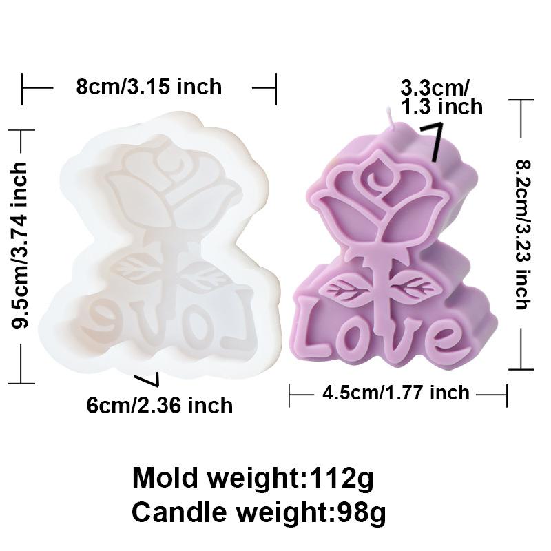 DIY Rose Heart Candle Molds 2D Love Slogan Aromath Soap Resin Mold Chocolate Cake Baking Tool Valentine's Day Decoration Gifts