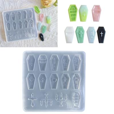 Molde de silicone em forma de caixão, acessório de cartão, molde de resina, areia movediça, chaveiro, pingente, molde epóxi, ferramenta de artesanato faça você mesmo