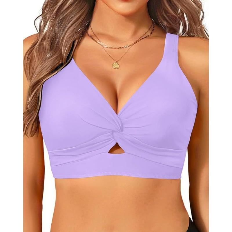 Women's bikini new swimsuit seaside vacation casual neck top