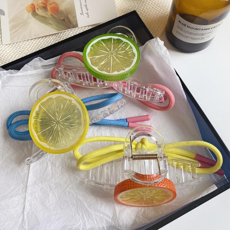 Lemon Fresh Hair Clip Female Korean Sweet Cute Fruit Bow Shark Clip Hair Accessories