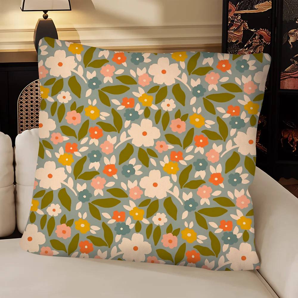 Flowers Pillow Case Fashion Square Pillowcase Bedroom Sofa Room Ins Decoration Leisure