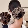 New 2025 Women's Leopard Print Double Layer Elastic Hair Tie Scrunchie Bun/Ponytail Holder