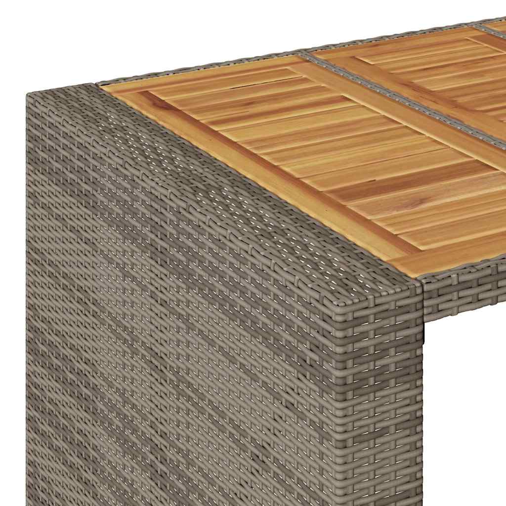 5 Piece Garden Bar Set without Cushions Grey Poly Rattan & Acacia