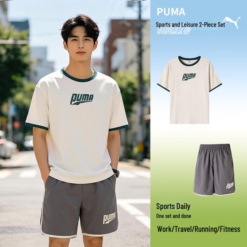 PUMA Men s Short Sleeve  Shorts Sports Set L