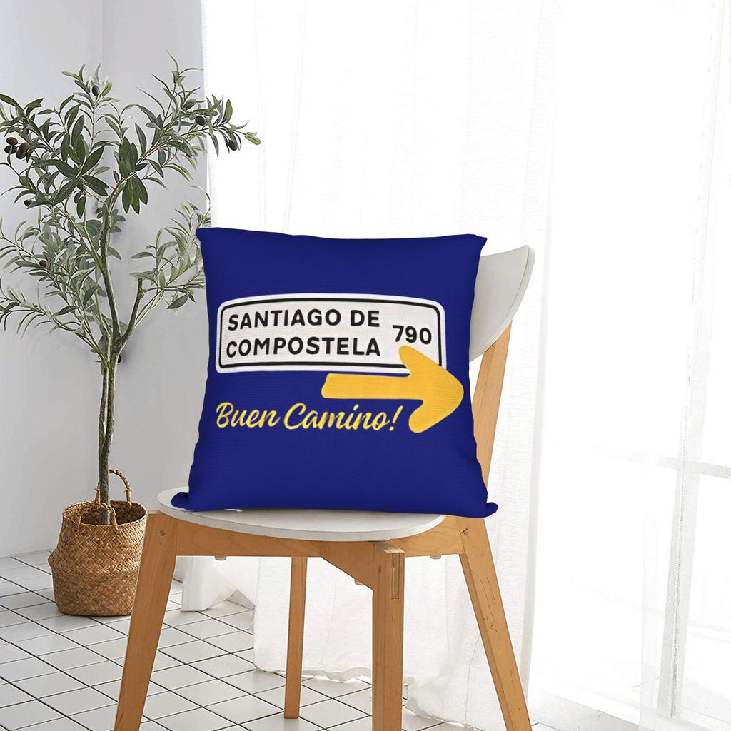 Camino De Santiago Square Pillow Cases Frances 790 Plate Cushion Cover Funny Polyester Decor Pillowcase For Seat 40*40Cm
