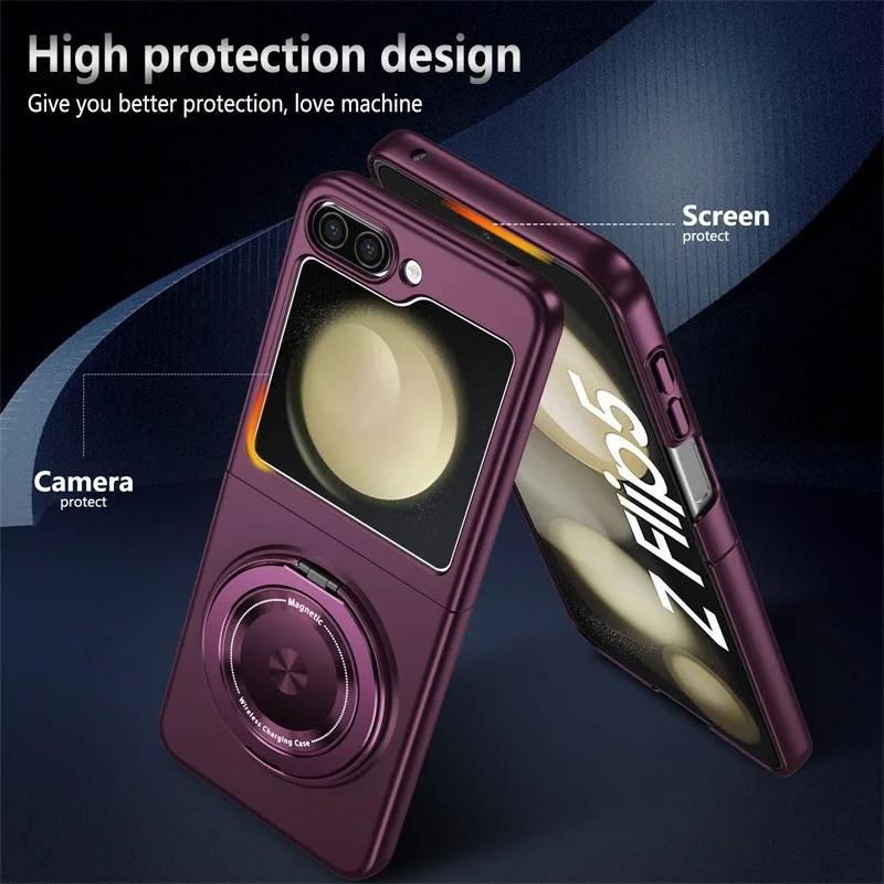360° Magnetický prstenový stojánek Pouzdro na telefon pro Samsung Galaxy Z Flip 6 5 4 3 Flip5 Flip4 Flip6 Držák Ochranný kryt z tvrdé skořepiny