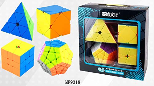 MoYu Meilong Abnormity Magic Cube, Stickerless, Brain Training, Smooth Rotation, 4-Hedron, 6-Hedron, and 12-Hedron Cubes, Set of 4 [Parallel Import]