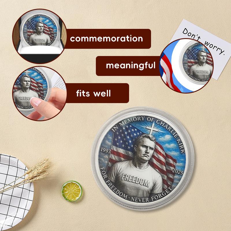 1 Stück Charlie Kirk Gedenkmünze Fan-Sammlung Freiheit Glaube Geschenke Metall-Sicherheitsmaterial Tragbar Atmosphäre