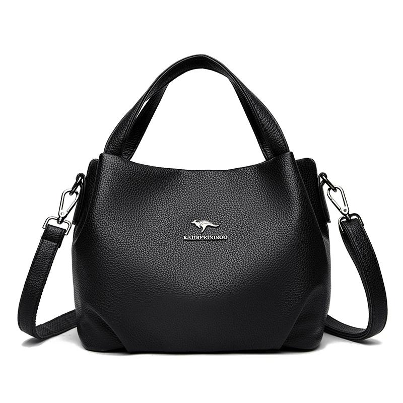 Genuine Soft PU Leather Bags for Vintage Women s Shoulder Bag Designer Luxury Ladies Large Capacity Bag
