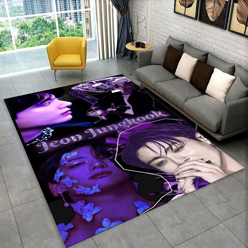 Famous B-BTS Jeon Jung Kook JK Kpop Non-Slip Area Rug for Living Room,Bedroom,Playroom,Carpet Floor Mat Home Decor Rug Kids Room