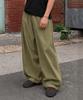 MOZMOZ Linen-Like Wide Pants Khaki