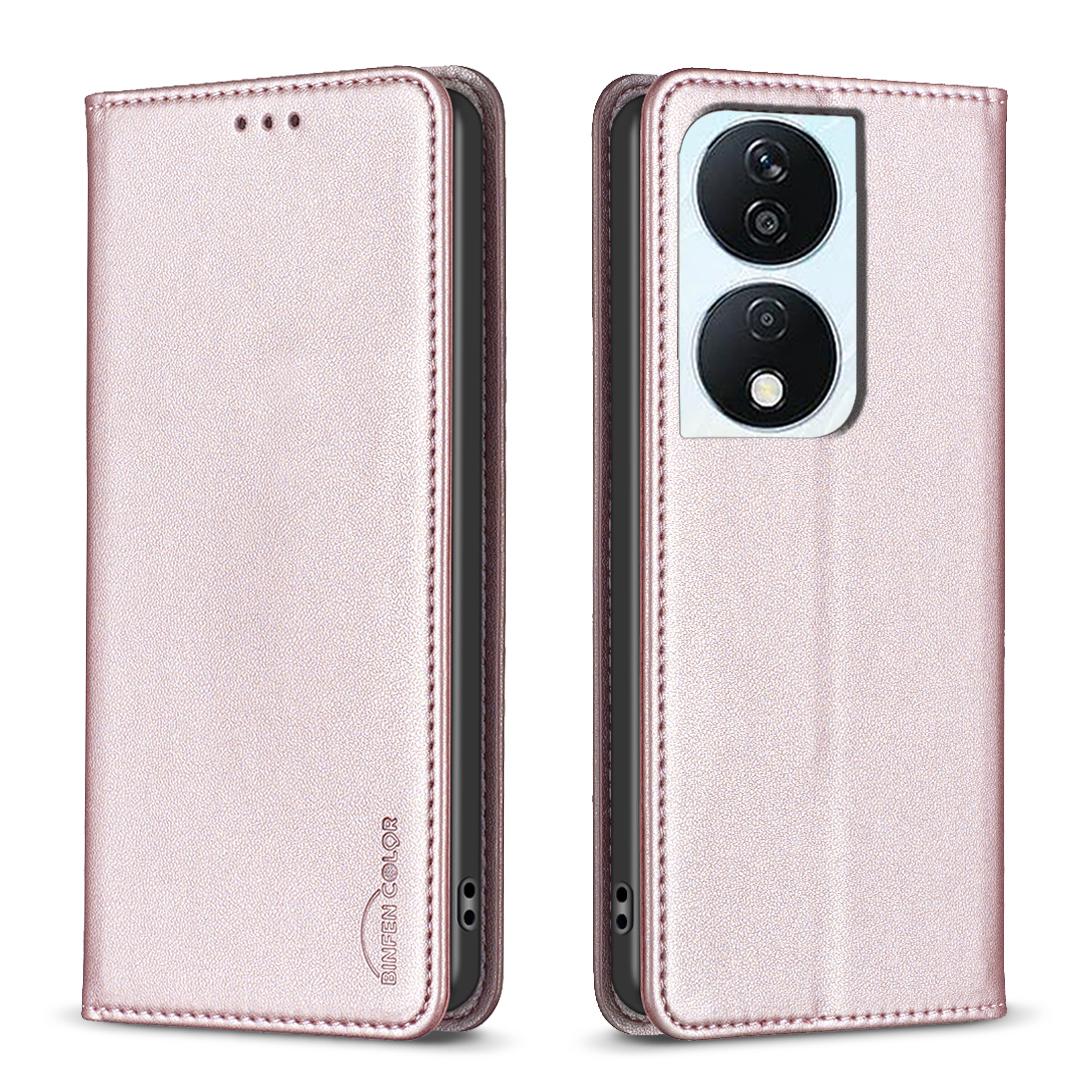 

BINFEN COLOR BF18 For Honor X7b 4G/90 Smart Card Slots Leather Case Magnetic Auto Closing Rose Gold