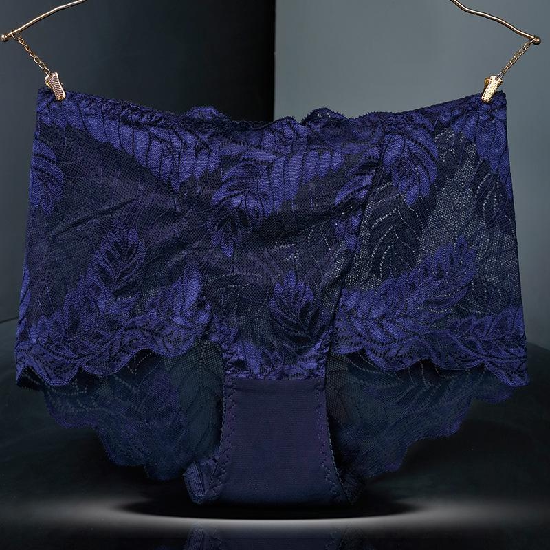 Plus Size Female Summer Hollow Lace Sexy Without Mark To Close Abdomen High Waist Triangle Briefs