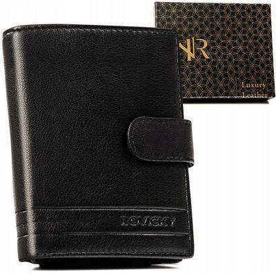 Classic Leather Men's Wallet with Snap Closure - Rovicky
