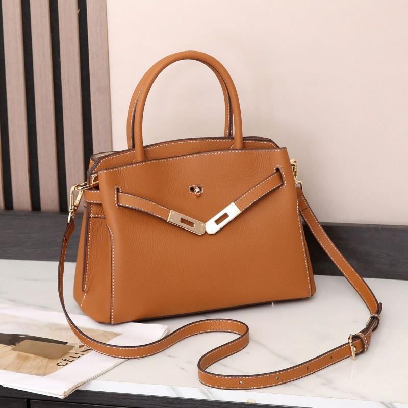 Light Luxury Top-layer Cowhide Kelli Bag Handbag Wedding High-end Trend Large Capacity Fashionable One-shoulder Cross-body