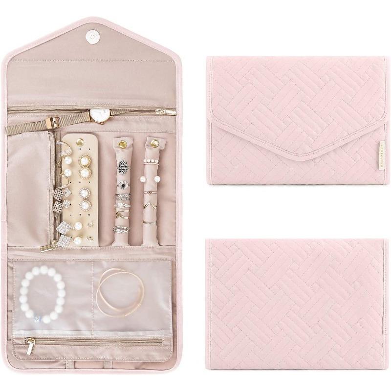 Roll Foldable Jewelry Case Travel Jewelry Organizer Portable for Journey Earrings Rings Diamond Necklaces Brooches Storage Bag