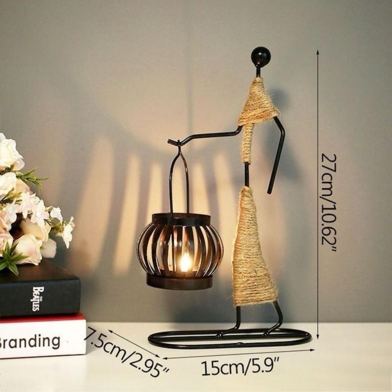 

Nordic Metal Candle Holder – Handmade Abstract Character Candlestick for Home or Wedding Decor A