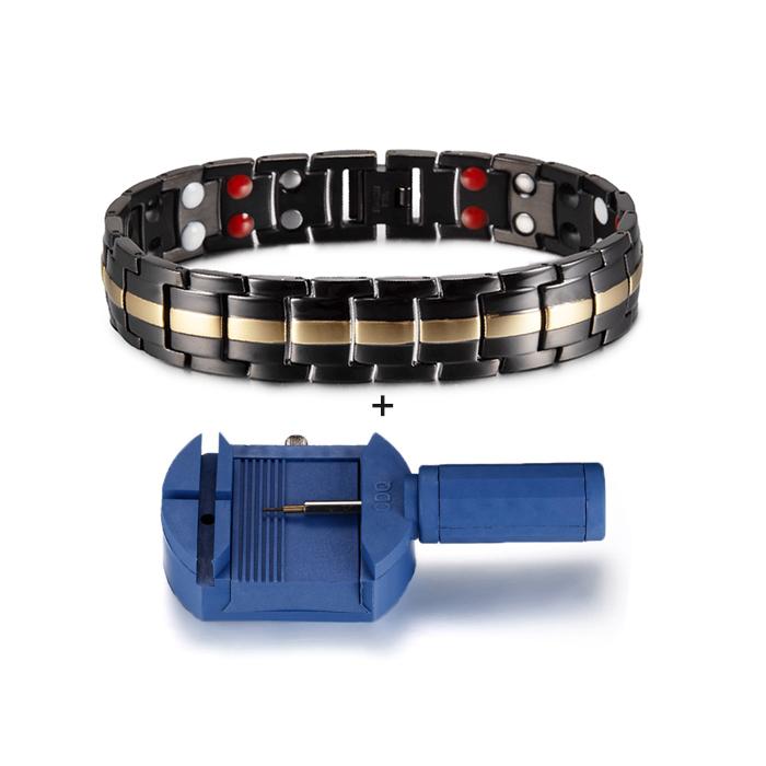 Black Bracelet Men Hand Chain Waterproof Health Germanium Magnetic Therapy Bracelet Male Benefits Stainless Steel Bracelets Mens