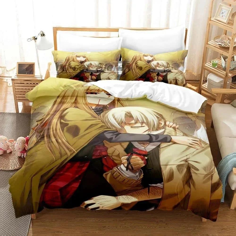 3D Anime Spice and Wolf Bedding Set Single Twin Printed With Pillowcase Bed Duvet Cover Soft Single Double Queen Super King Size