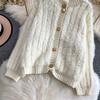 Autumn Winter Women Casual Turtleneck Single Breasted Furry Mohair Knitted Sweater Cardigans Tops Jacket Coat