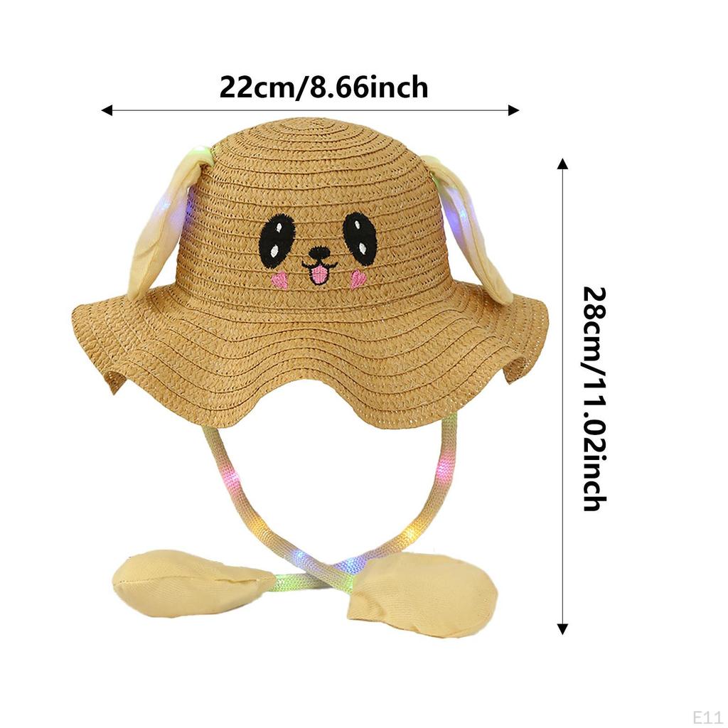 Kids Bunny Hat Lighted Bucket Cap Fashion Sun for Outdoor Sports Vocation