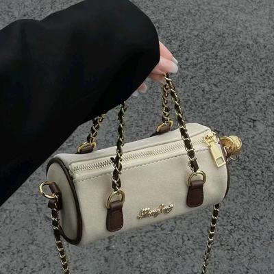 Håndveske for kvinner Høyverdig Retro Nisje Diamantkjede Sylinderveske Beige Brun Fargeblokk Skulderveske