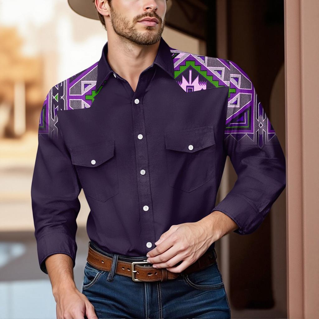 Men'S Fashionable Lapel And Shoulder Length Long Sleeved Casual Top