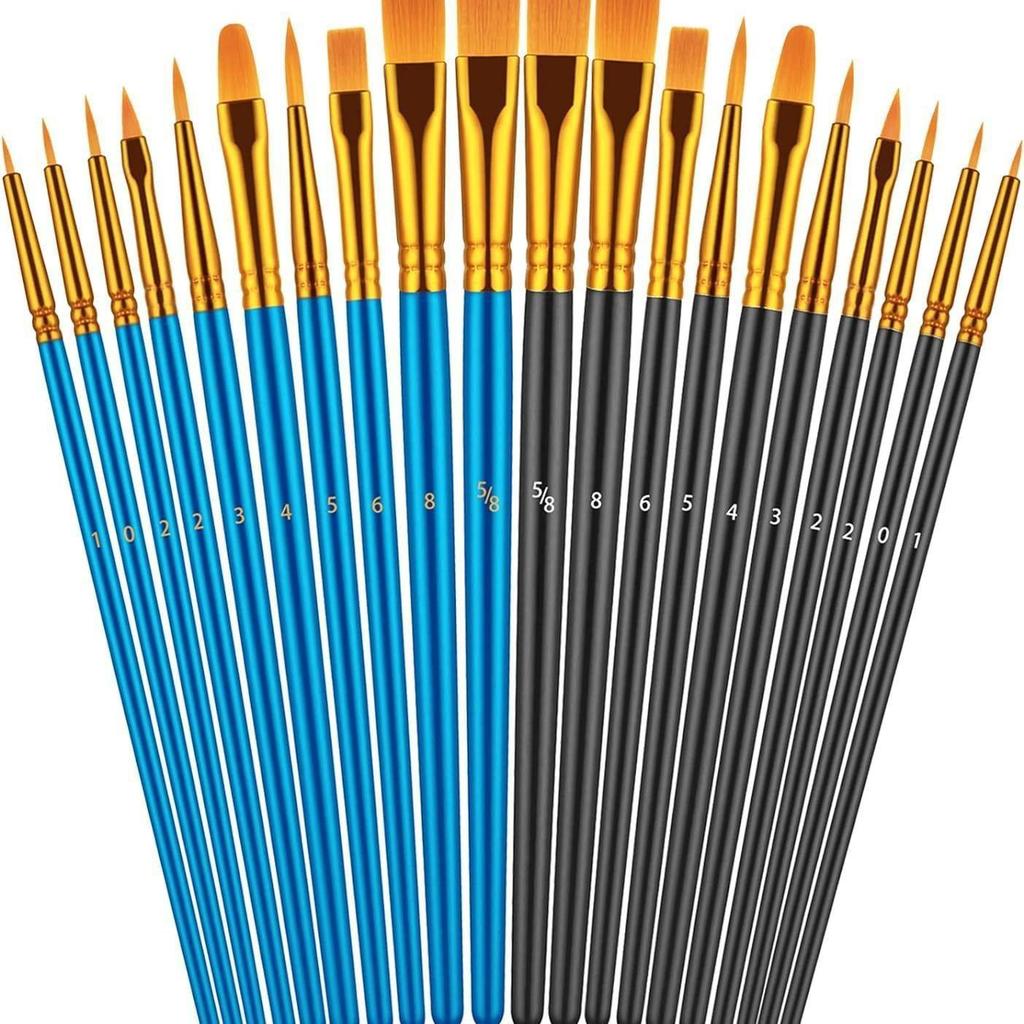 10-Piece Children's Paint Brush Set: Blue Handle Nylon Brushes for Acrylic, Watercolor, and Oil Painting