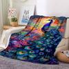 1pc Peacock Feather Print Blanket Lightweight Flannel Blanket Throw Blanket For Sofa, Bed, Travel, Camping, Livingroom, Office, Couch, Chair, And Bed
