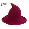 Cotton Knitted Wizard Hat Women Pointed Witch Hat Foldable Wide Brim Cap Halloween for Cosplay Autumn Winter Themed Party Costume Accessory