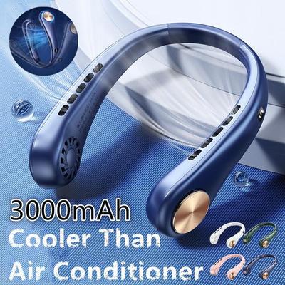 New 5 Gear 4000mah Hanging Neck Fan Wireless USB Rechargeable Summer Ventilador For Outdoor Cooling Wearable Neckband Leafless Sports