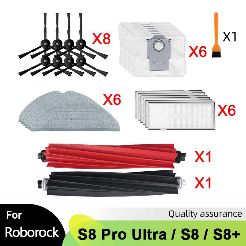For Roborock S8 S8 Pro Ultra S8+ G20 Robot Vacuum Spare Parts Main Side Brush Mop Hepa Filter Dust Bag Cleaning Rolling Brush