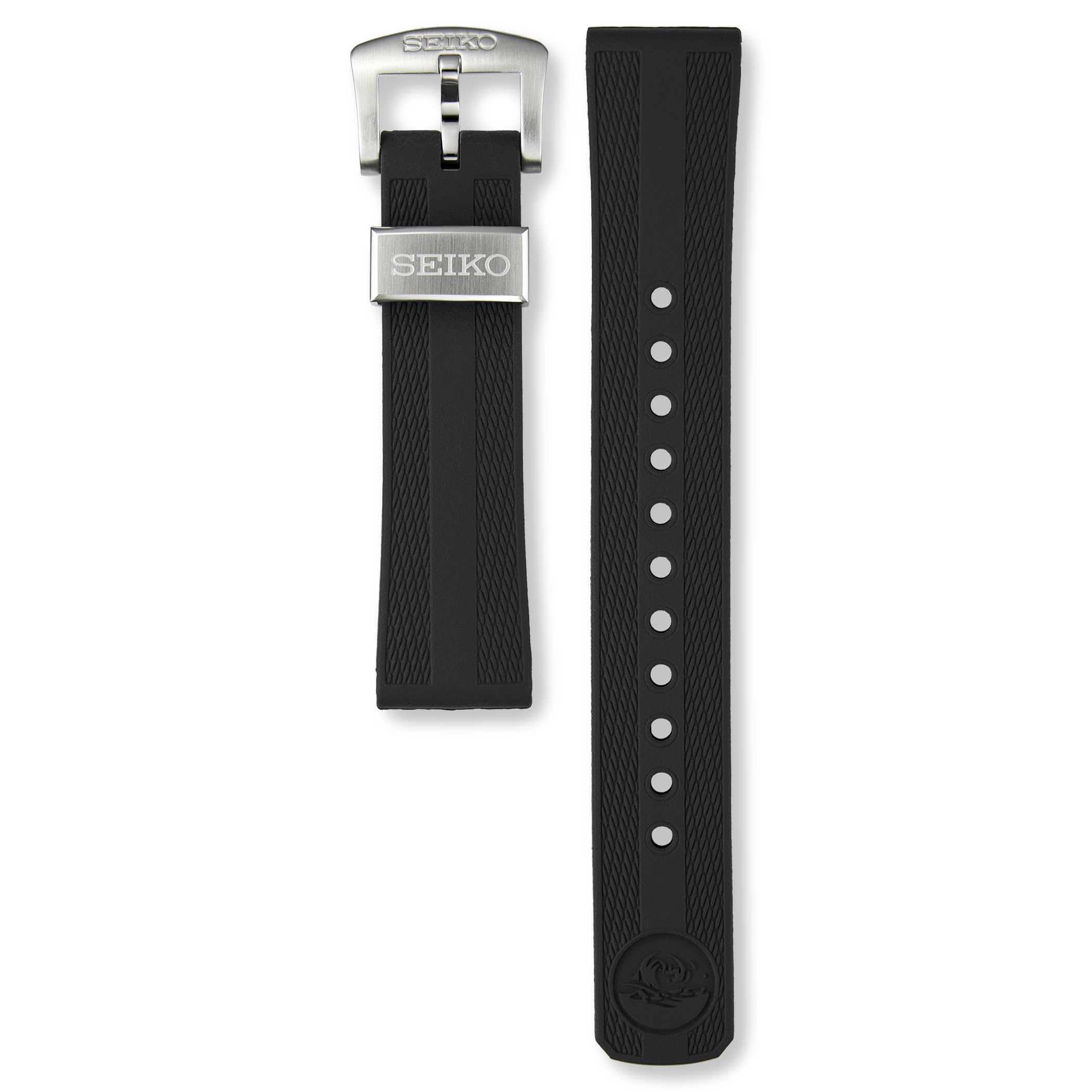 

Seiko Watch Genuine Silicone Watch Band for Divers, 20mm Lug Width, 18mm Buckle Width, Black, RS19K20BK, Men s