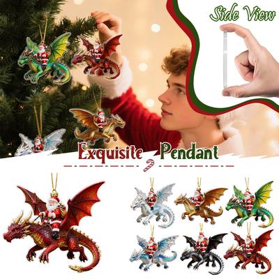Christmas Ornament, Christmas Acrylic Single-sided Ornament, Riding A Dragon, The Dragon-riding Gift-giving