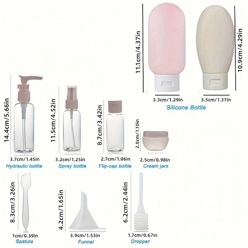 11Pcs Travel Toiletries Containers Set, Conditioner, Lotion – Refillable Mini Skincare Bottles for Airplane & Carry-On