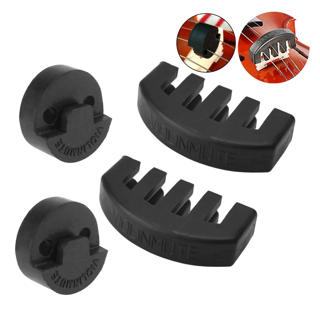 4pcs Rubber Violin Mute Violin Silencer Four Piece Set 2pcs Claw Style & 2pcs Round Tourte for Practice and Performance