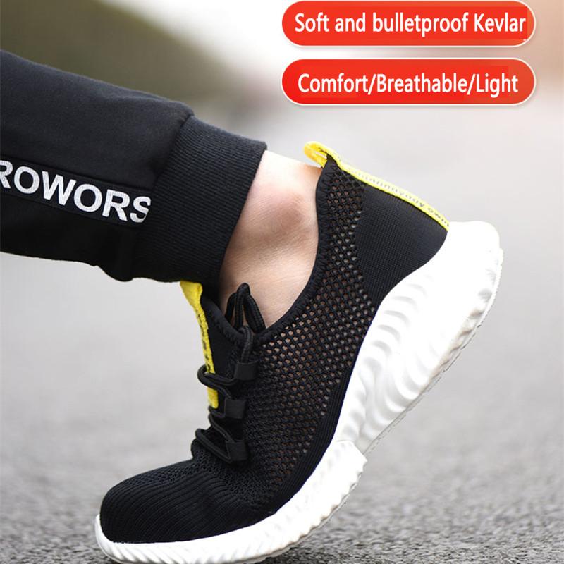 Letní bezpečnostní obuv Černá pracovní obuv se železnou špičkou Lehká pracovní obuv proti propíchnutí Prodyšná Bezpečnostní pracovní tenisky pro muže Ženy