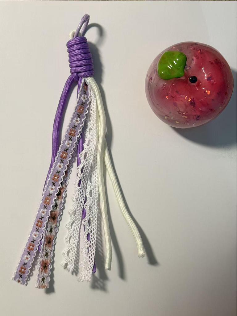 Handmade Colorful Lace Phone Lanyard & Dopamine Keychain Charm