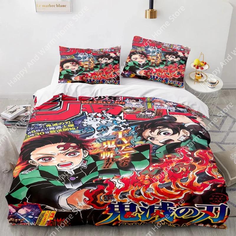 Demon Slayer 3D Beding Set Anime Soft Duvet Cover Pilowcases Single Twin Ful Quen King-Sized Dimensionsd Dimensions Home Decor Quilt Pilowcase Young