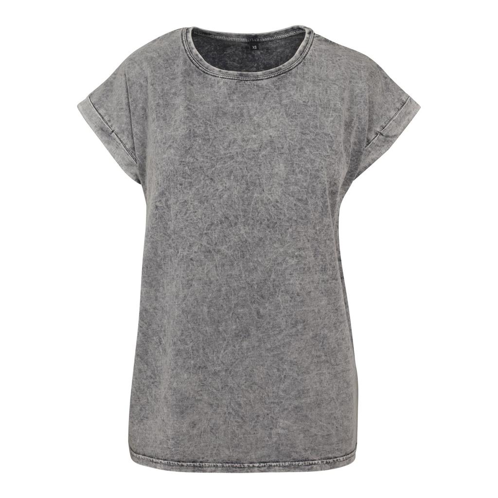 Build Your Brand Womens/Ladies Acid Wash Extended Shoulder T-Shirt