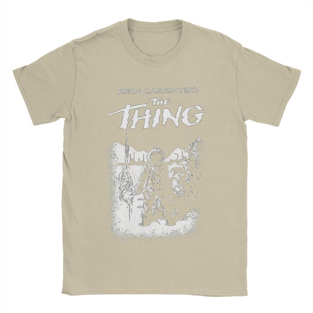 Men T-Shirts 1982 Horror Movie The Thing Casual Pure Cotton Tees Short Sleeve T Shirt Round Collar Tops Summer