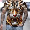 Tiger Print T-Shirt 3D Men's Shirts Summer Short Sleeved Male Pullover Oversized T-shirts Casual Tops Men Clothing