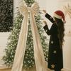 Feest Decoratie 50*200cm Kerstboom Topper Strik Oversized Organza Materiaal Hangend Ornament Kerstboom Decoratie Kerstboom